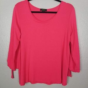 Espresso Red Scoop Neck 3/4 Sleeve Top L